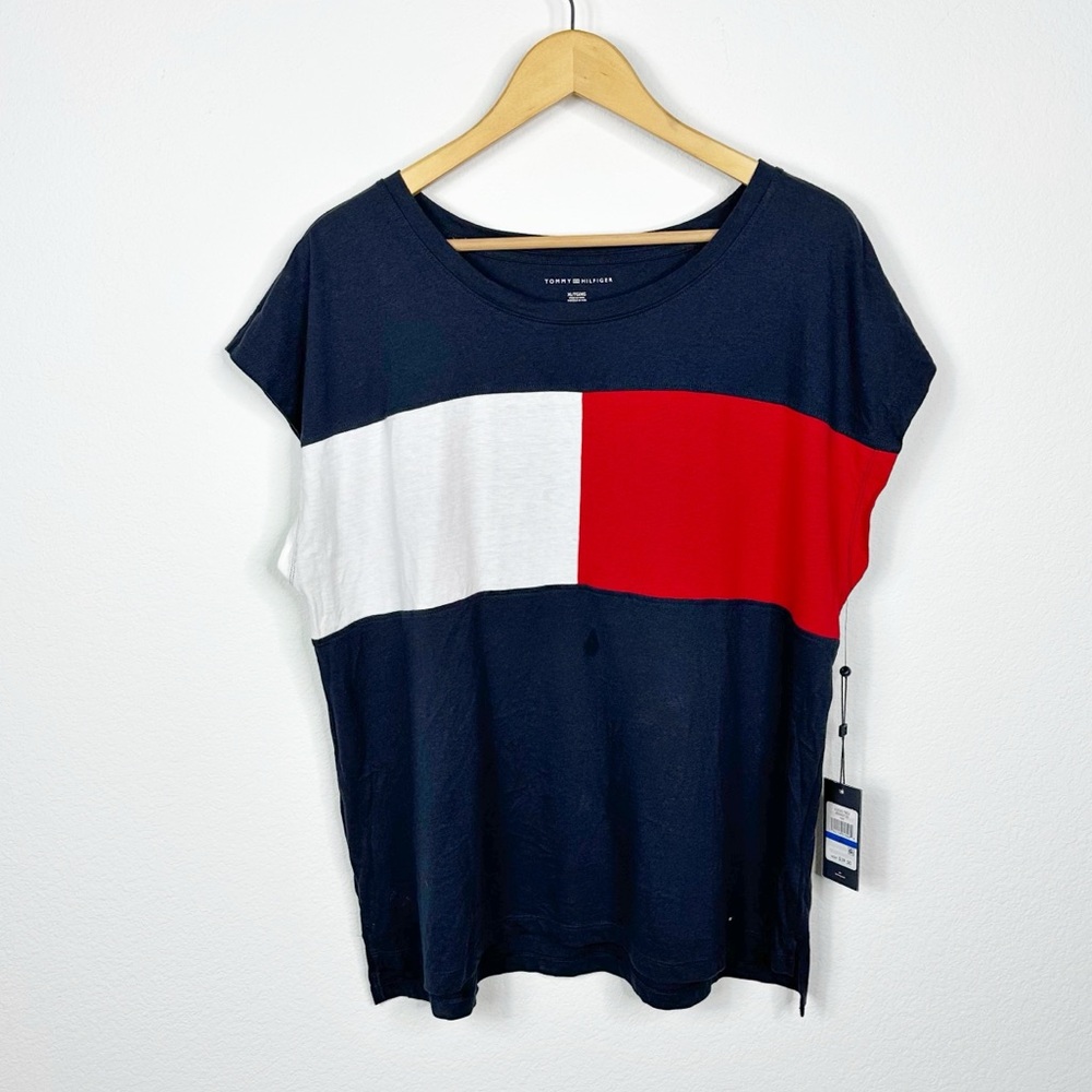 NEW Tommy Hilfiger Colorblock Logo Top Size XL